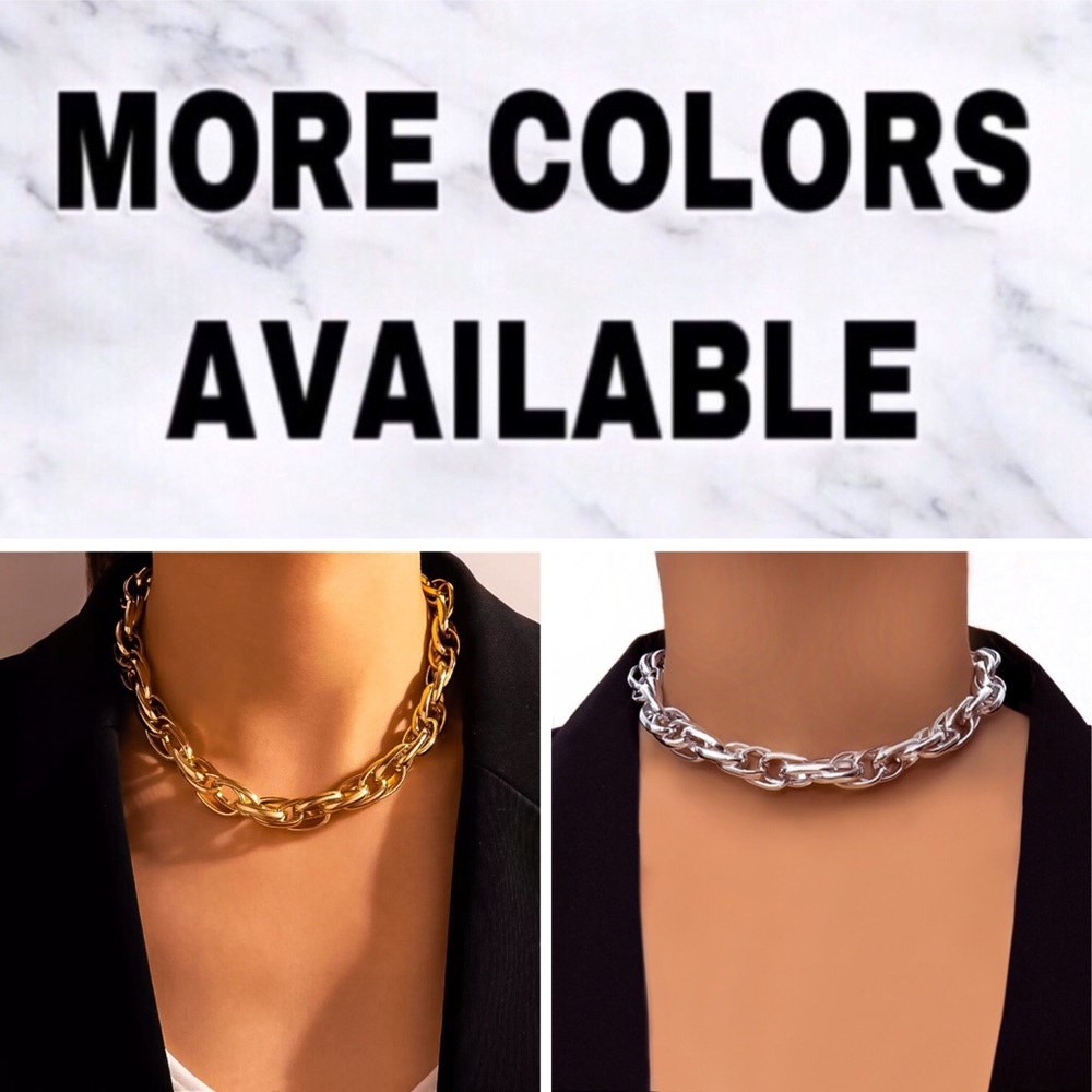 ⚜️𝟯𝟬%𝗢𝗙𝗙 𝗯𝘂𝗻𝗱𝗹𝗲𝘀 𝟯+⚜️ NEW Large Link Gold Chunky Necklace - Picture 10 of 12
